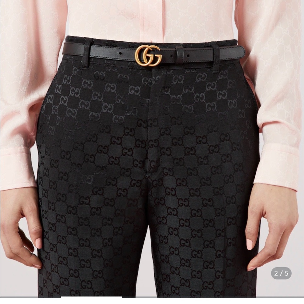 Gucci Marmont Thin Belt Black & Gold - Picture 7 of 10